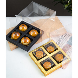 ZL toptan eko dostu 4 ve 6 ızgaraları altın kırmızı siyah ambalaj tepsisi PET şeffaf ekmek Cupcake kek kollu kutu - Product Image 5