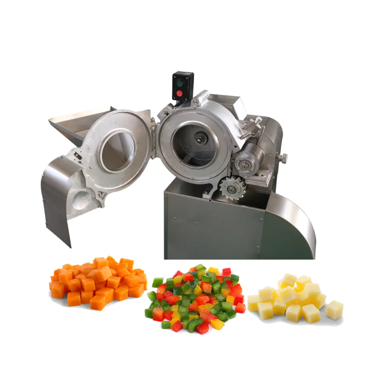 Automatische Industriële Groente Fruit Ui Knoflook Gember Wortel Kubus Dicer Zoete Aardappel Cutter Machine