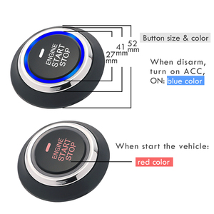 EASYGUARDプッシュスタートストップボタンの交換用ec002シリーズP2スタイル、青、赤ライトプッシュボタンスタート - Product Image 1