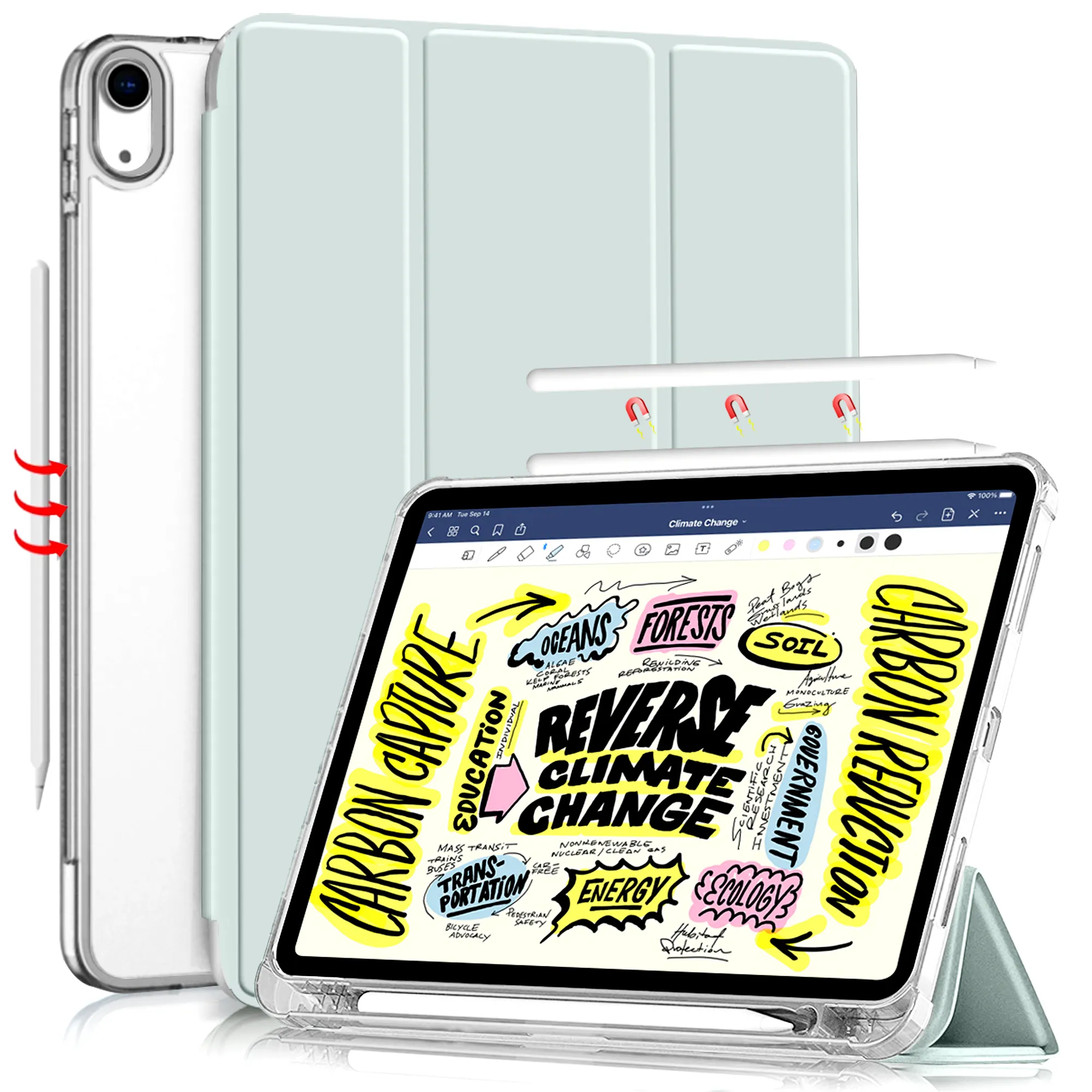 Tri-fold Stand Folio Flip custodia per Tablet in pelle Pu custodia rigida per iPad custodia rigida per iPad Pro 12.9 "2021 per Pro 10.5