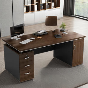 Escritorio moderno para ordenador de madera marrón con 2 cajones laterales para uso en el hogar, la oficina o la escuela con un diseño de mesa de escritura elegante - Product Image 5