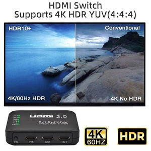 Xput 3Port 5Port <strong>HDMI</strong> 2.0 Switcher Switch 3x1 5x1 4K 60Hz HDCP 2.2 3 in 1 Out 5 in 1 Out <strong>HDMI</strong> Switch Switcher With IR Remote - Product Image 3
