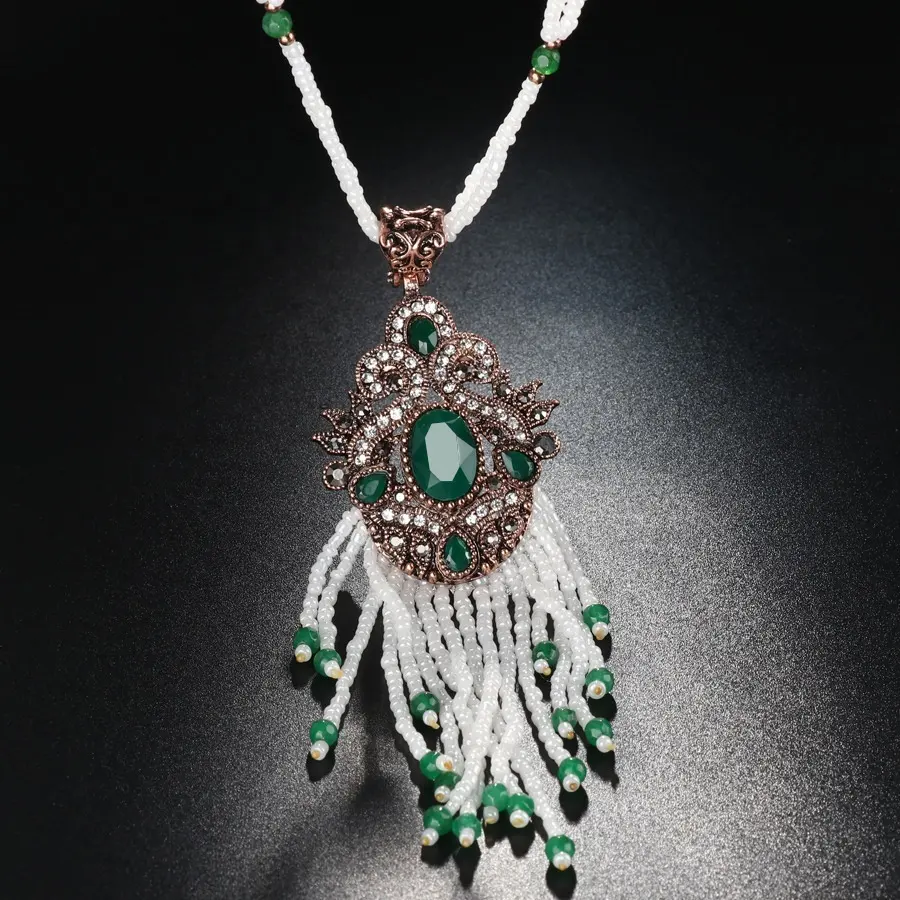 Collar bohemio de perlas de imitación, joyería Tribal de Bali, abalorio antiguo
