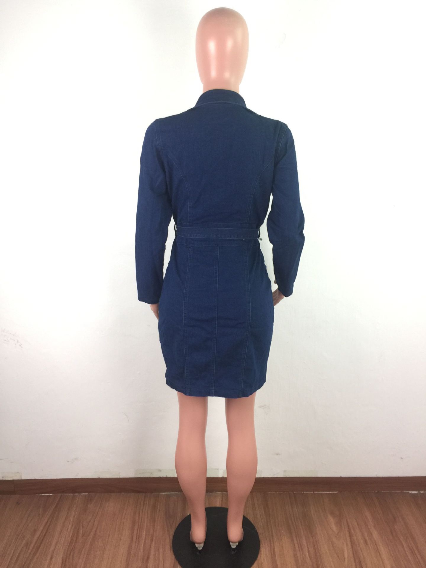 2021 summer new trend denim dress V-neck sexy slim zipper denim skirt