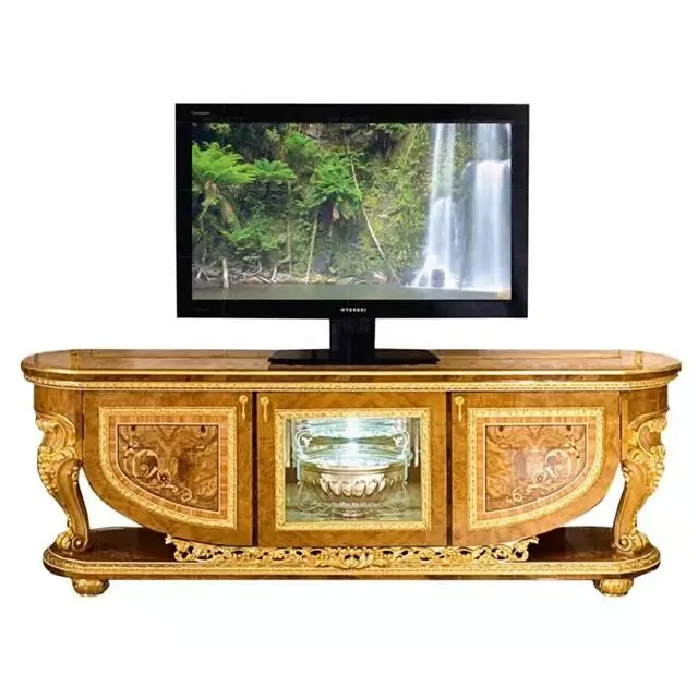 Premium europeo classico Teak legno TV Cabinet con porta in vetro antico Design rustico scelta produttore di applicazione Villa