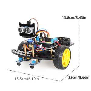 Tscin buny Smart Robot Car 2WD-Gehäuse-Kit mit Haupt steuer platine Ultraschall modul Fernbedienung mit Tutor ail für Arduino Kit - Product Image 5
