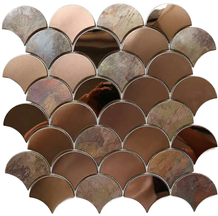 Oro rosa Acciaio Bronzo Metallo della Scala di Pesci Mattonelle di Mosaico per la Vendita