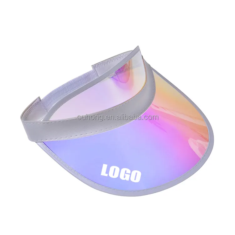 2023 özelleştirmek Logo holografik lazer Pvc güneş vizör kep spor Golf açık Sunhat plaj reklam şapka