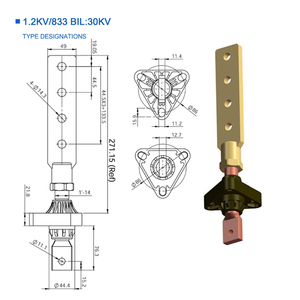 ANSI白色125A-5000A 10kV-333kV单相电杆安装变压器高压低压套管变压器陶瓷套管