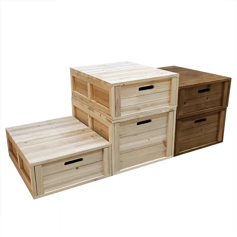 Scatola di legno economica all'ingrosso rustica con cassetto in vendita set di 3 cassetti in legno cassetto portaoggetti in legno antico non finito in vendita