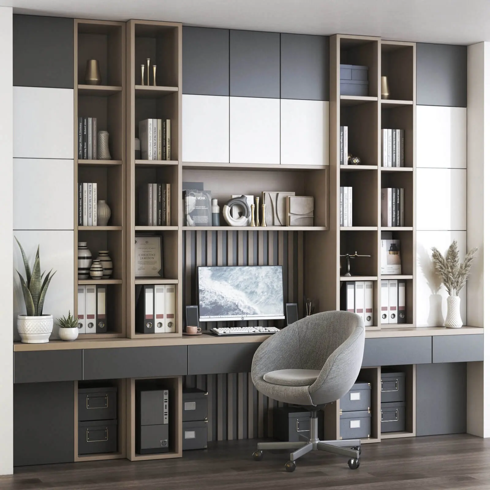 Estantería de madera moderna personalizada para el hogar, mueble de estudio, librería
