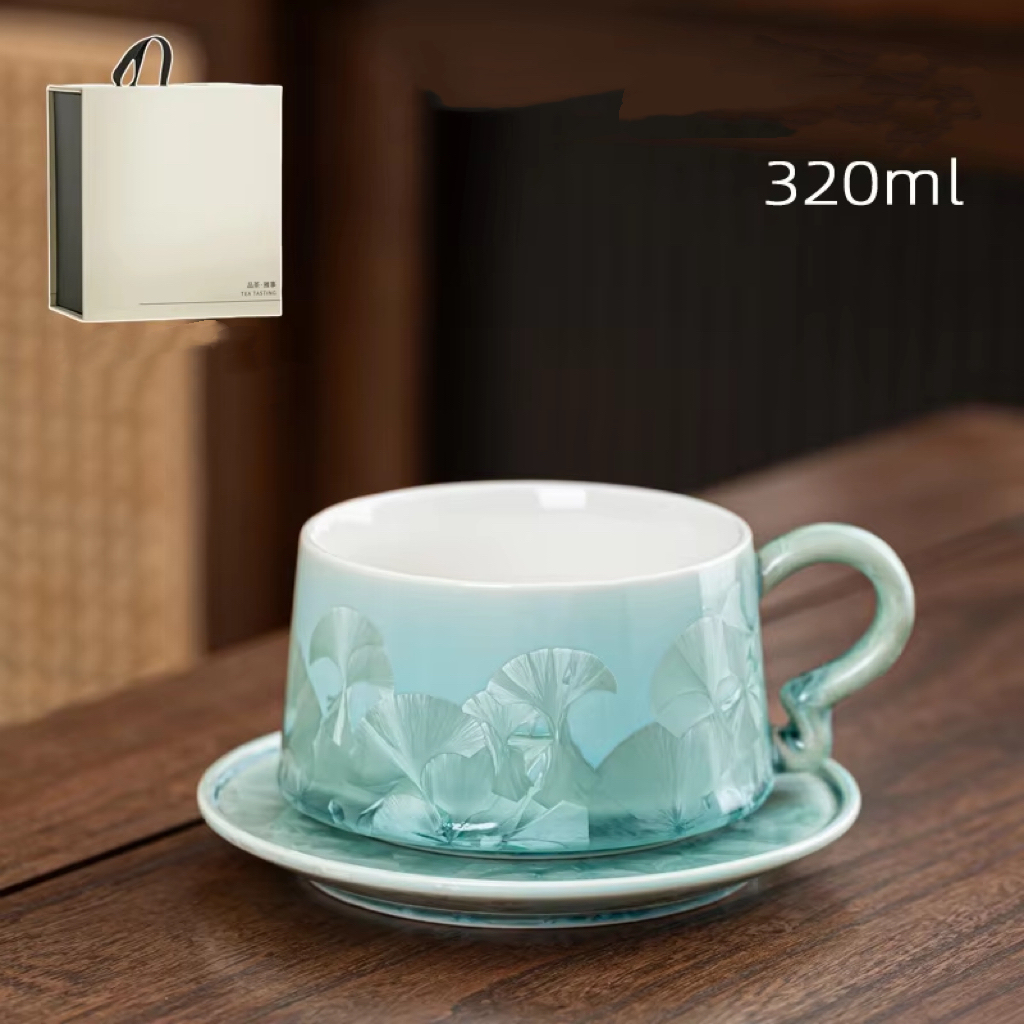 Taza de café con plato y caja de regalo, cristal verde North 6.