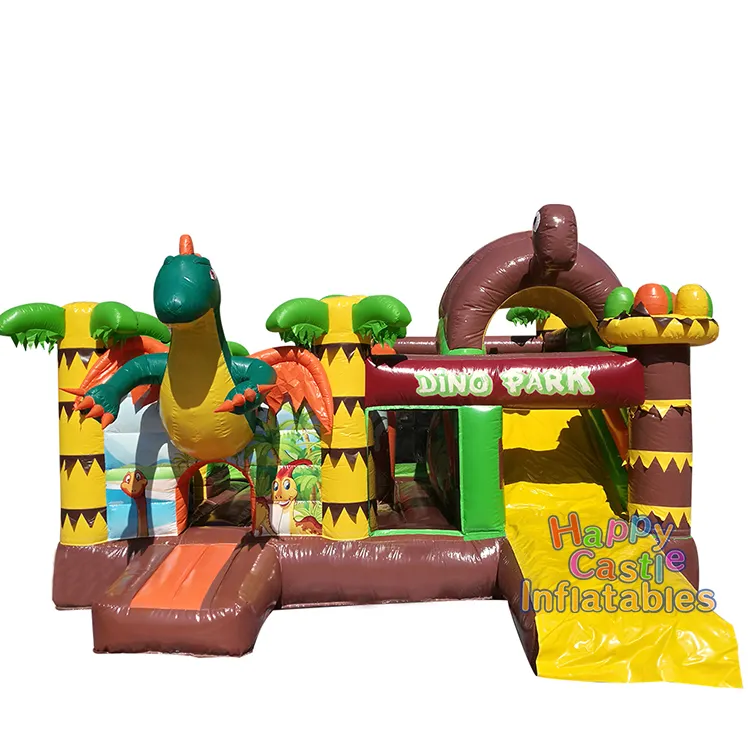 Dino parque salto casas comercial juegos inflables bouncy salto castelo com slide para crianças e adultos