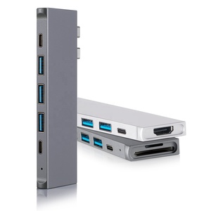 OEM便携式扩展坞8合2 USB C集线器适配器，适用于Macbook Thunderbolt 3铝分路器智能usb-c集线器 - Product Image 2