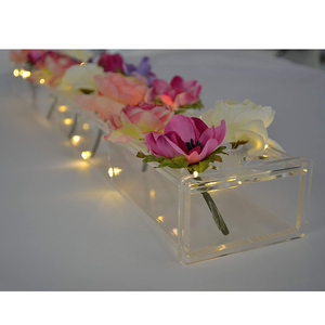用于餐桌的矩形花卉中心塑料长矩形花瓶丙烯酸现代花瓶盒 - Product Image 3