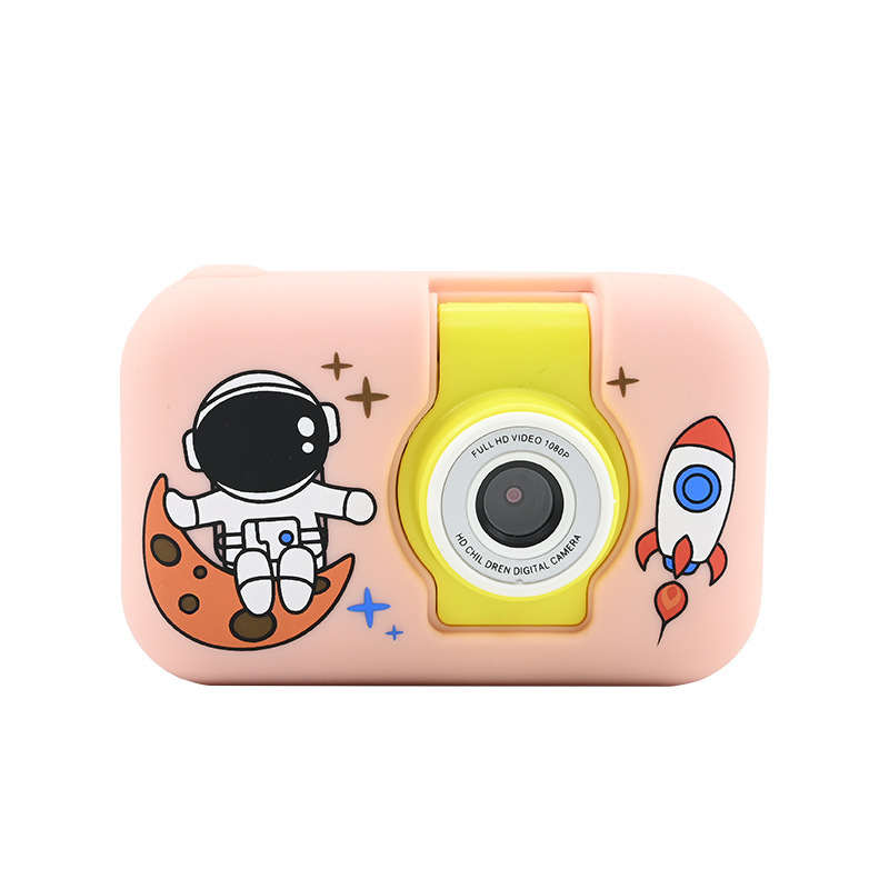Appareil photo rose pour enfants avec étui astronaute