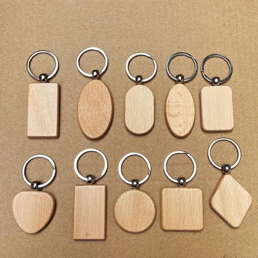 Holz-Schlüsselanhänger-Rückstände Laser-Gravur-Rückstände Holz-Rückstände Schlüsselanhänger Großteil unbehandelt Holz-Schlüsselring Schlüsselanhänger für DIY-Geschenk Handwerk
