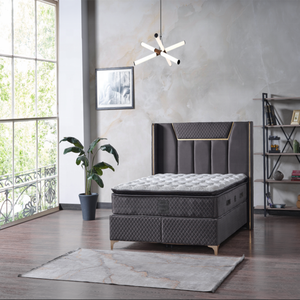 เฟอร์นิเจอร์ห้องนอนเตียงแฝดแบบเดี่ยวเตียงคู่ราชินีซุปเปอร์คิงไซส์ผ้าโรงแรมตกแต่งกรอบฐานเตียงสไตล์โมเดิร์น - Product Image 1