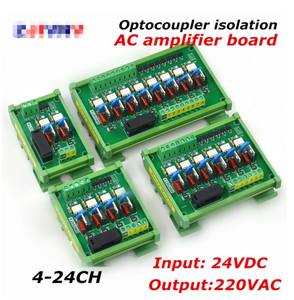 Optoacoplador de 4-24 canales, chip aislado IO, placa amplificadora PLC de CA, salida AC220V, señal de entrada 24VDC