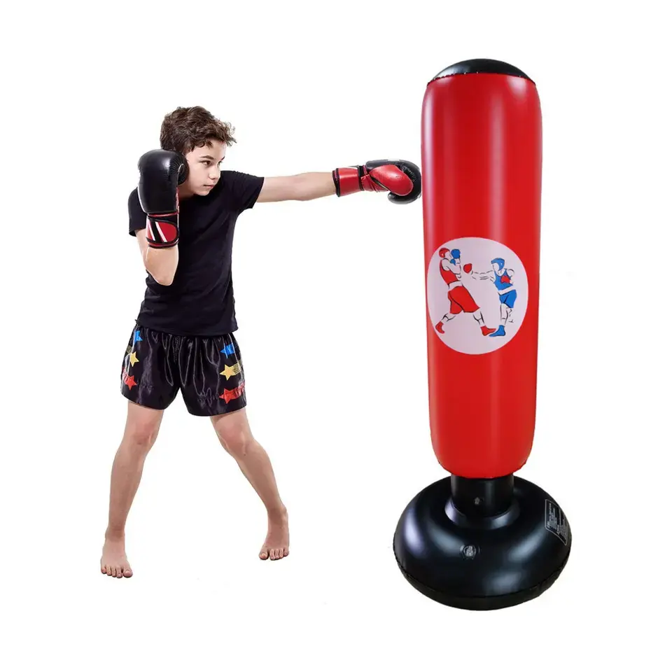 Box ausrüstung Stehender rosa aufblasbarer Boxsack mit Ständer für Kinder Fitness Kickboxen Training