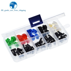 TZT 25PCS Tactile Push Button Schalter Momentan 12*12*7,3 MM Micro Switch Button 25PCS Tact Cap(5 Farben) für Arduino mit Gehäuse