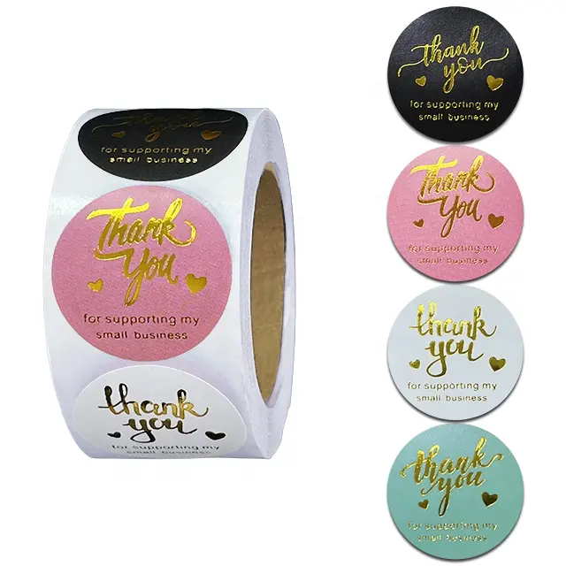 Rouleau de cartes rondes thank you 1.5 "/1" pour cadeaux, mariage et fête, étiquettes alimentaires, personnalisé avec logo et autocollant imprimé, pour les petites entreprises, 1 pièce