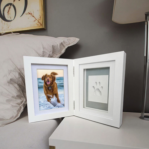 Paw Print Pet Keepsake Hinge Photo <strong>Frame</strong> and Clay UV Print Kit Extra-<strong>Large</strong> Air-Dry Imprint for <strong>DIY</strong> Tabletop Photos - Product Image 5