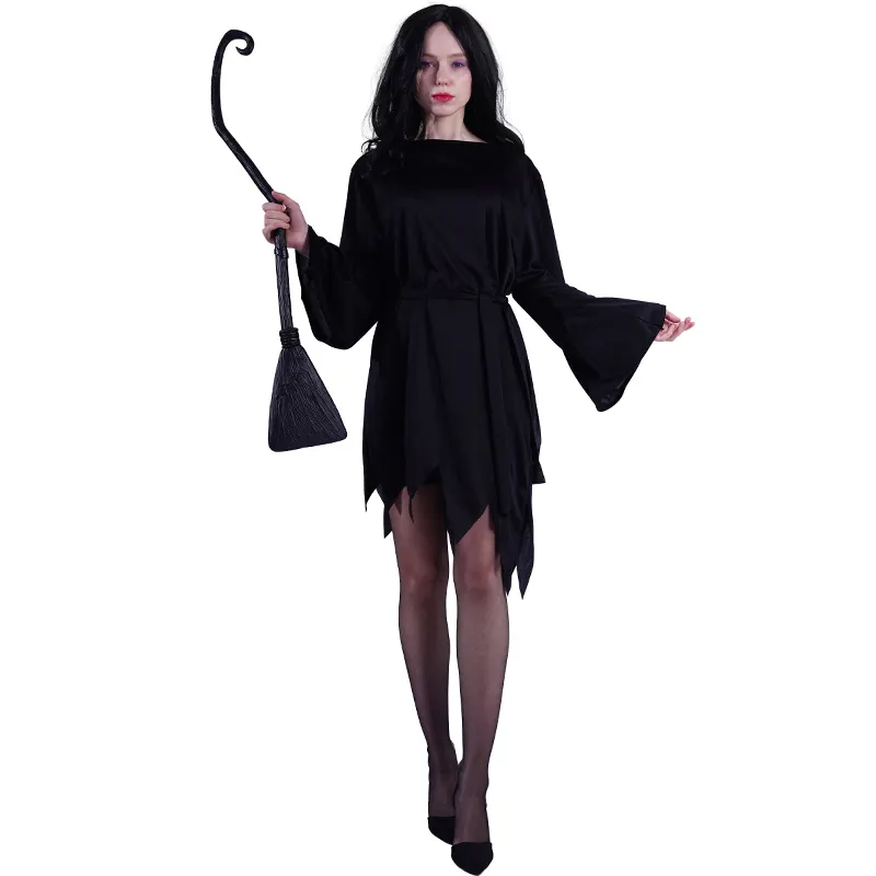 Женское платье черного дьявола, косплей-вечеринка на Хэллоуин, Одноцветный костюм дьявола из страха, женский костюм