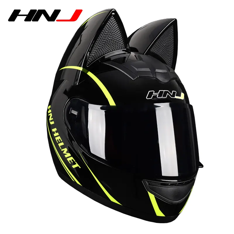 HNJ 2022 도트 고양이 귀 전체 얼굴 Cascos 드 모토 오토바이 헬멧 액세서리 헬멧 오토바이