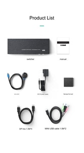 4K 60Hz DP Pantalla dual Kvm Switch Monitor dual KVM DP Switch 2 en 2 salidas Interruptor de video para computadora portátil Pantalla TV - Product Image 5