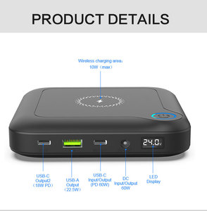 PD <strong>QC3.0</strong> 60W Quick Charger 24000mAh Italy Socket Standard Wireless <strong>Power</strong> <strong>Bank</strong> for Macbook 16-Inch <strong>and</strong> Other Digital Devices - Product Image 3