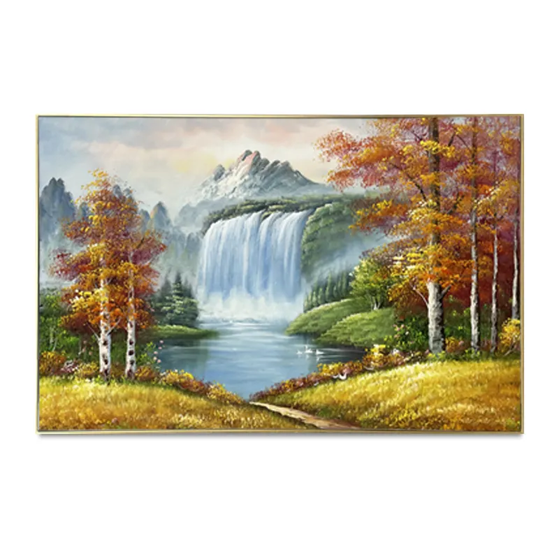 Arte de la pared lienzo impresión otoño paisaje amanecer en el bosque pintura cuadros dormitorio sala de estar Decoración