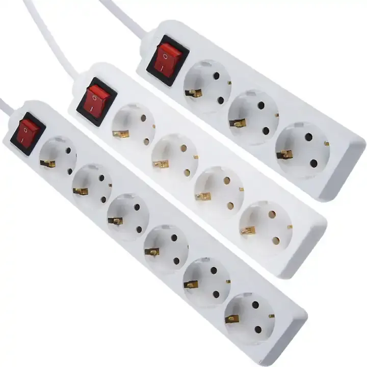 hot sell 4/6/8 way european surge protector extension power strip/ european 8 outlets extension socket with one main switch