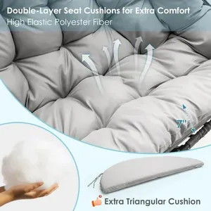 Ghế xoay trứng 2 người với chân đế chắc chắn và đệm lông mịn lớn đôi đan bằng mây treo trứng ghế hiên loveseat - Product Image 5