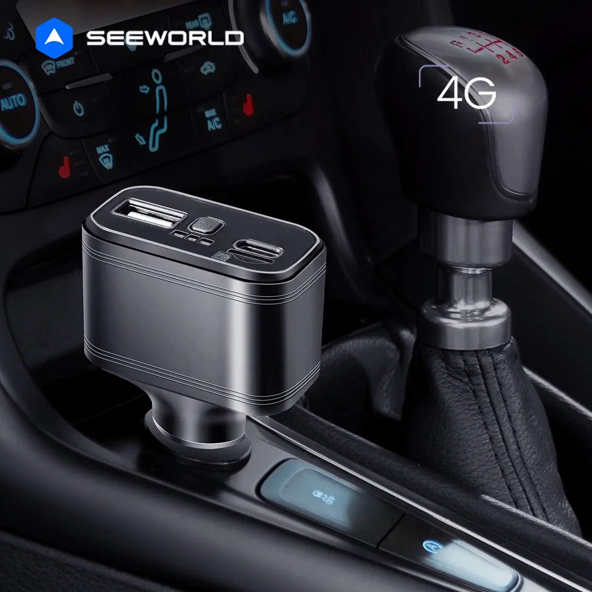 SEEWORLD S708L 4G شاحن سيارة سريع ، ولاعة سجائر USB تعقب GPS مع نوع C