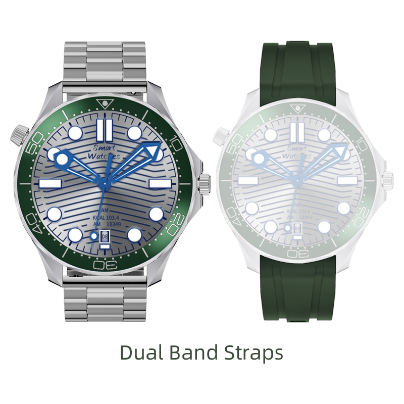 Acier argenté + silicone vert