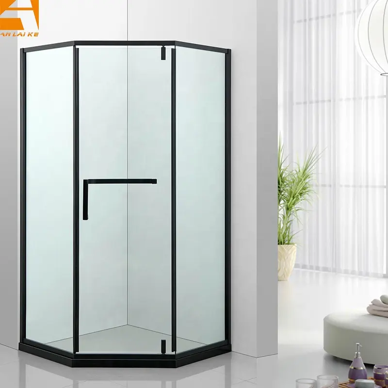 Cabine de douche en verre pour salle de bain, noir mat, porte pivotante, KF-2308A