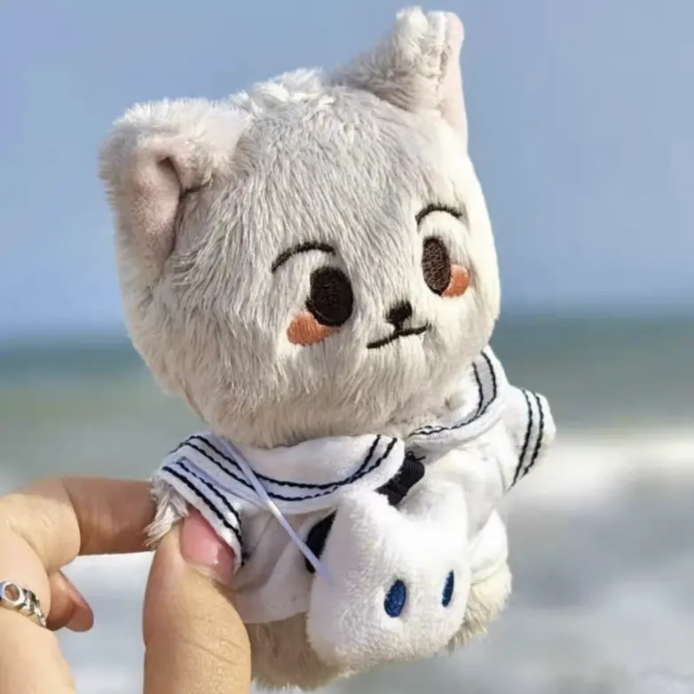 Boneco de pelúcia personalizado kpop de 10 cm OEM, personagem animal macio de pelúcia, pingente de gato, boneco de pelúcia