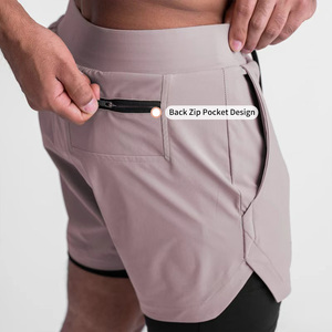 Biểu Tượng Tùy Chỉnh 5-Inch Hai Lớp Jogger Tập Luyện Quần Short Trở Lại Zip Túi Nén Nhanh Chóng Làm Khô Thoáng Khí 2-Trong-1 Phòng Tập Thể Dục Quần Short - Product Image 4