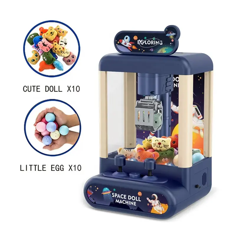 Mini Candy Easter Egg/Doll Grabber Toy Arcade Claw Machine with Music Light Rechargeable Desk Toy