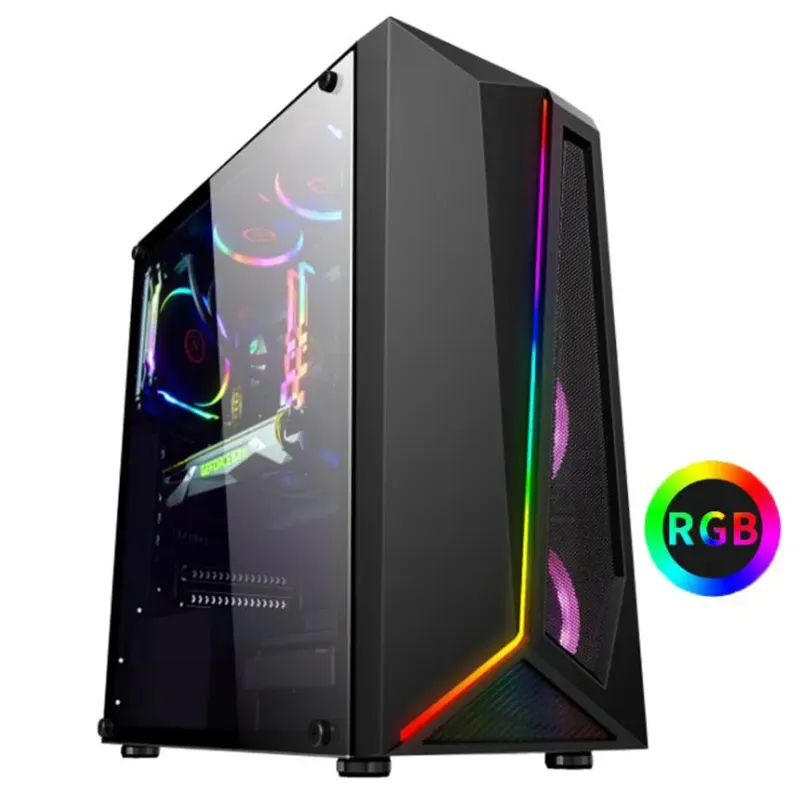 Toptan USB3.0 ATX RGB oyun PC kasa kuleleri ve bilgisayar kılıfları ile ses ve USB portları özellikleri ışık ve plastikten yapılmış