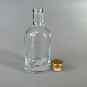 高品質200ml空の厚い底の丸いボトル飲料フルーツワインウォッカ酒ジンスピリットガラス瓶コルク付き
