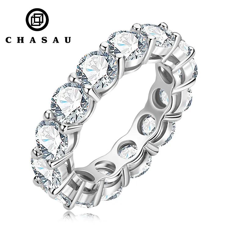 Горячая распродажа, классическое кольцо из стерлингового серебра, 5 мм, 0,5 карат, 925, персонализированное кольцо для тенниса из муассанита, для женщин