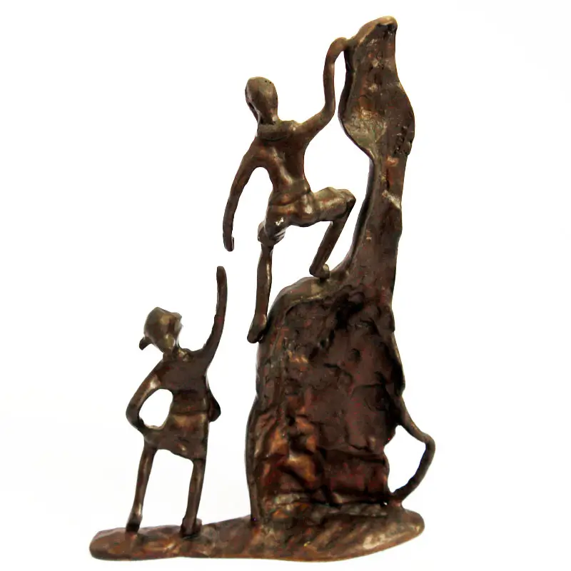Estatua de Metal para escalar montañas, escultura individual para decoración o decoración de bar