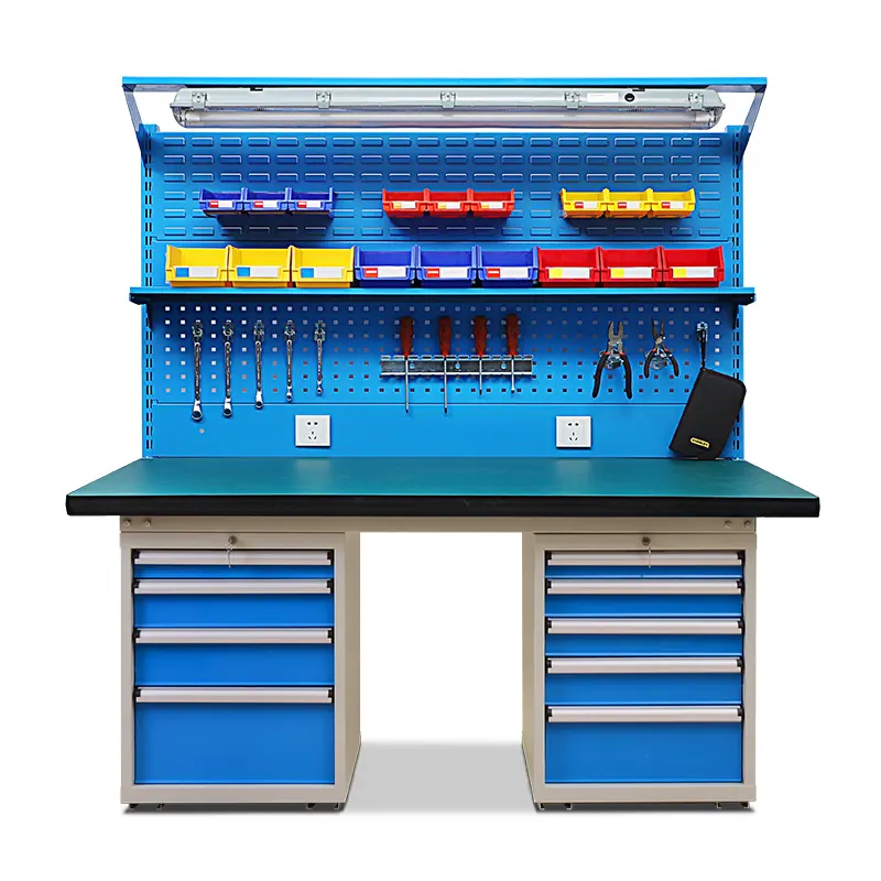 Établi de laboratoire en bois, table de travail industrielle en acier inoxydable, assemblage facile, antistatique, léger