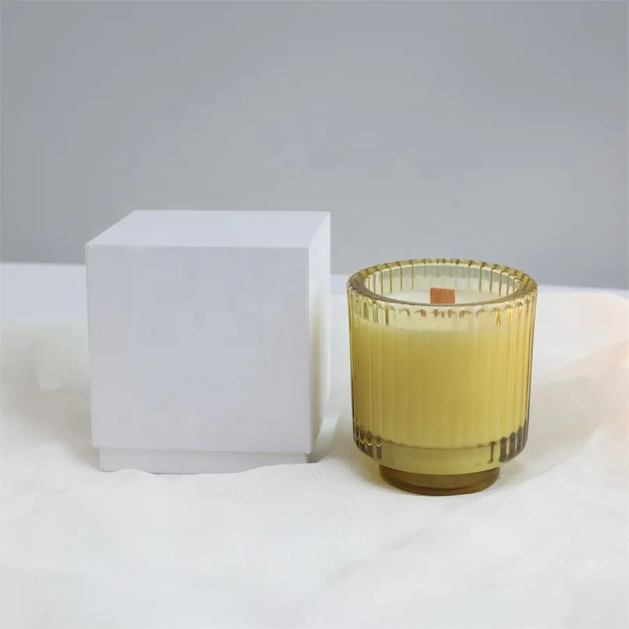 Оптовая продажа из Китая, свадебная сувенирная стеклянная свеча, Ароматизированная деревянная свеча с потрескивающим фитилем