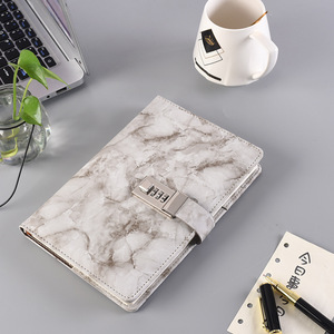 Venta al por mayor diario cuaderno creativo PU cuero mármol patrón estudiante diario combinación bloqueo línea Horizontal Cuadernos de negocios - Product Image 2