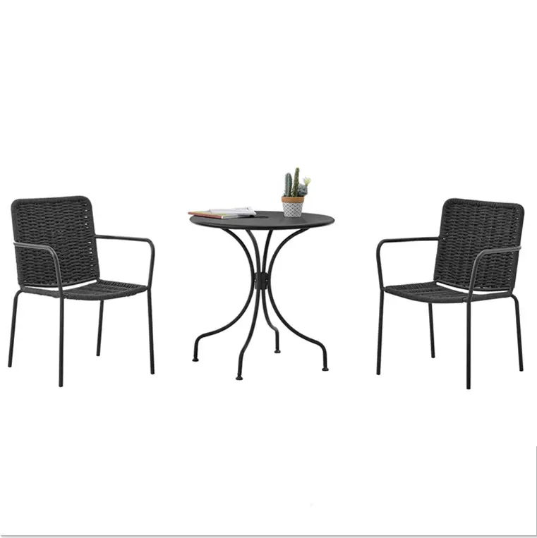 Set di mobili da giardino in rattan esterno caffè tavolo e sedia da giardino di alta qualità set di 2 sedili elegante rattan patio set da tavola