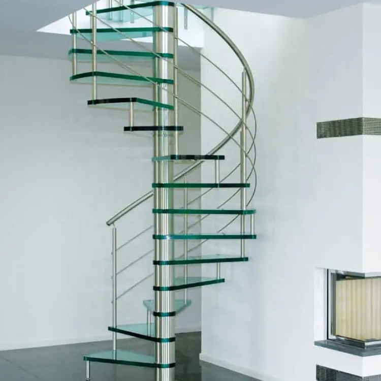 Escalera de espiral de cristal para interior, diseño modular de escaleras en forma de S con varillas de acero inoxidable, instalación de barandilla, popular, australiano