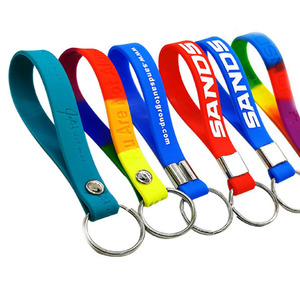 Custom 12mm <strong>Ink</strong> Injected Silicone Bracelet Keychain Basketball Rubber Bracelet Silicon Key Ring